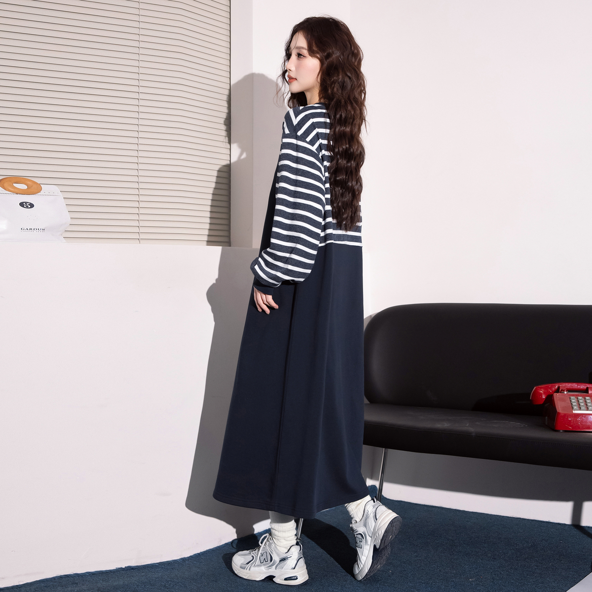 ロングワンピース ニット メッセージプリント切替ロングワンピース