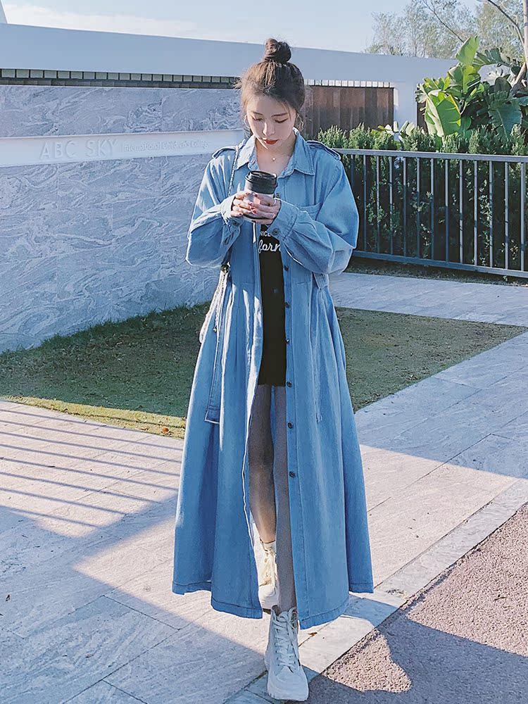 ロングワンピース シャツ ベルト付きデニム風ロングシャツワンピース