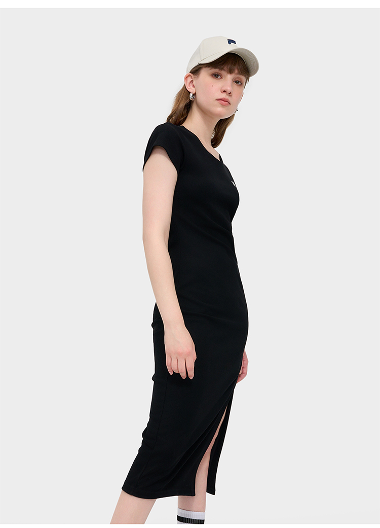 ロングワンピース スウェット シンプル美シルエットロングワンピース