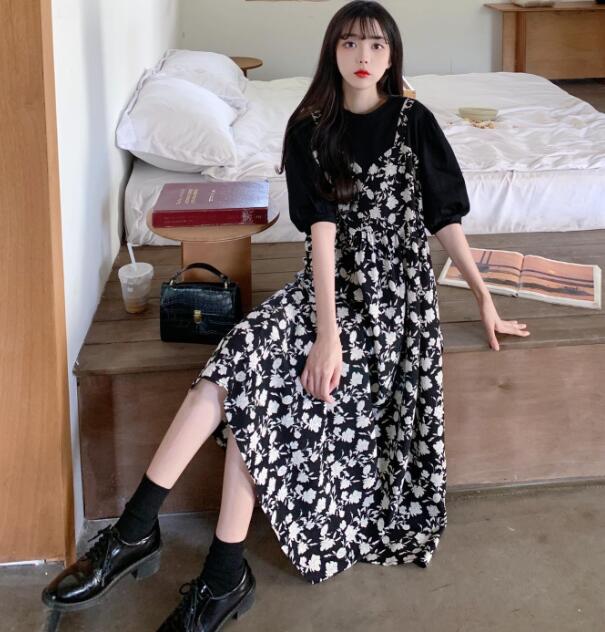 新作レディース花柄キャミロングワンピース２色展開