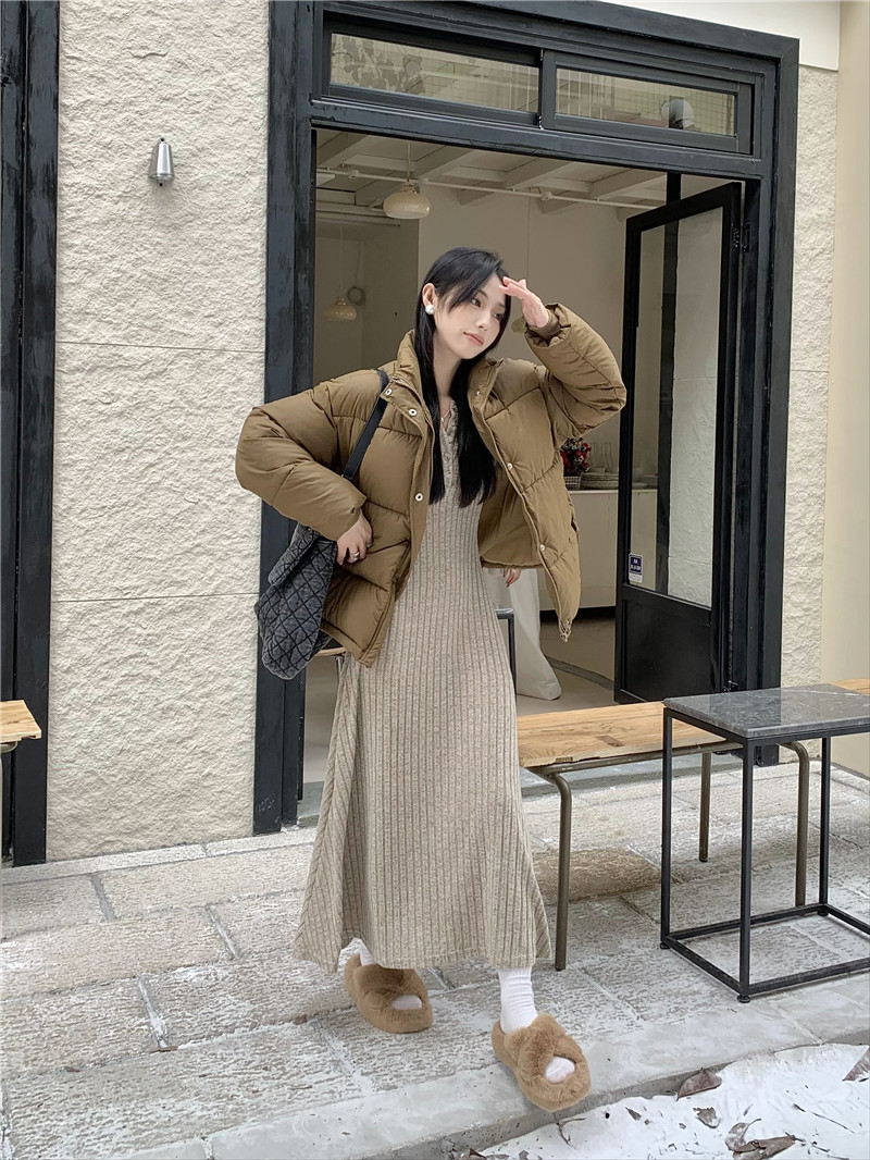 ロングワンピース リブ編みロマンチックワンピース