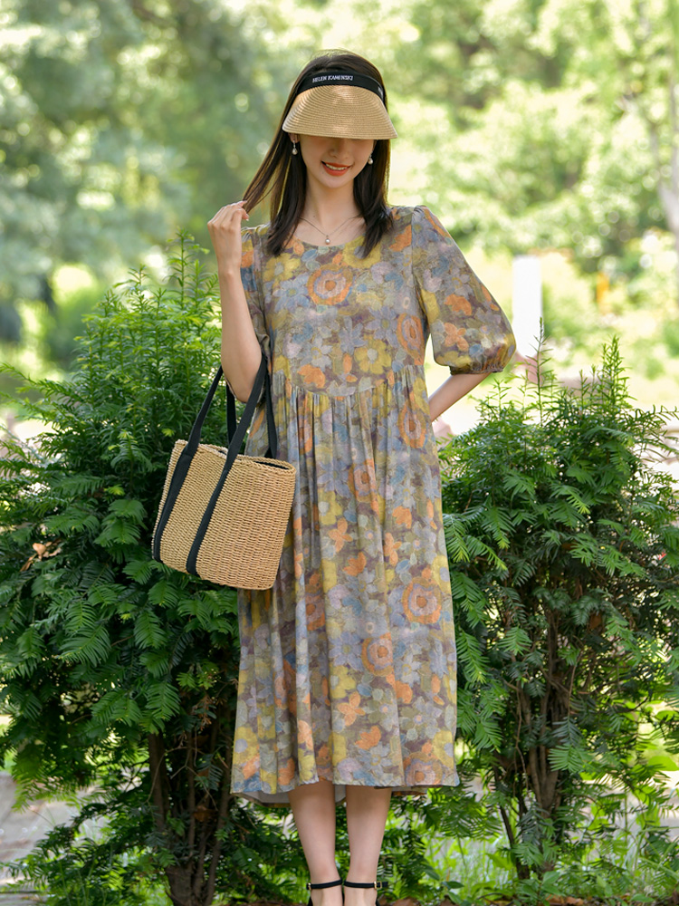 ロングワンピース レース 花園の詩 レース透かしワンピース