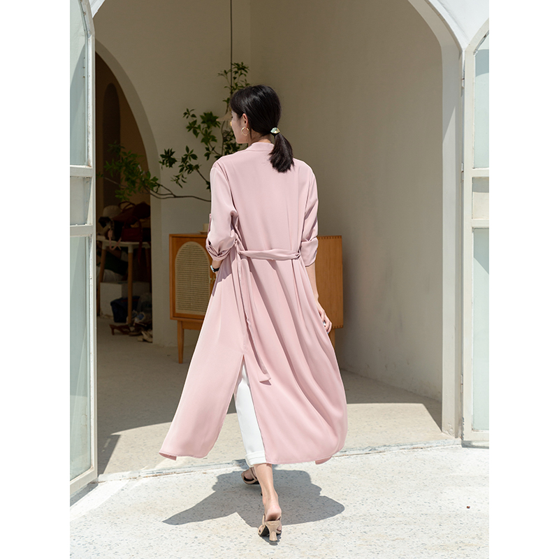 ロングワンピース シャツ ベルト付きシャツタイプロングワンピース