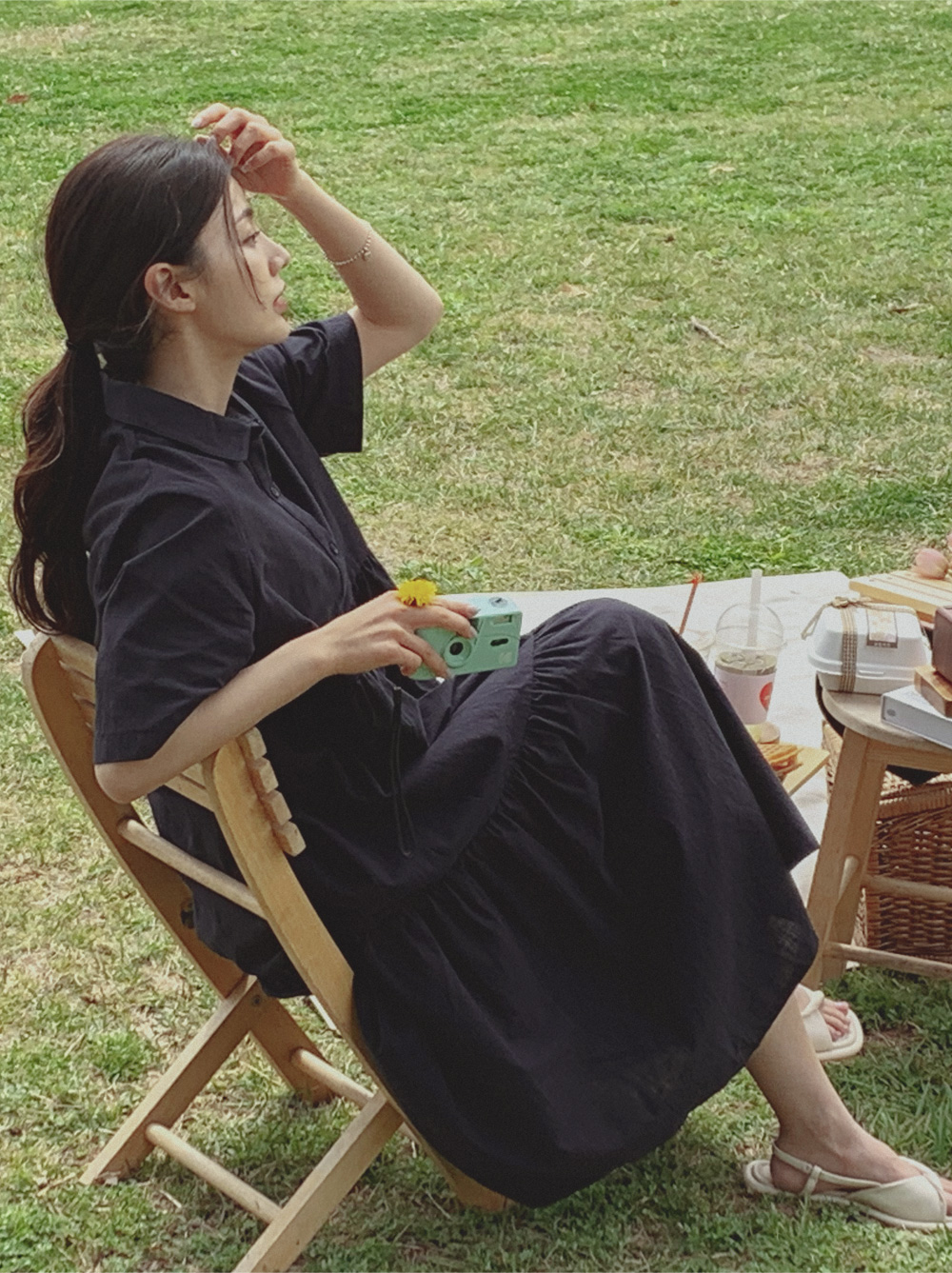 ロングワンピース シャツ ティアード裾広がりシャツワンピース