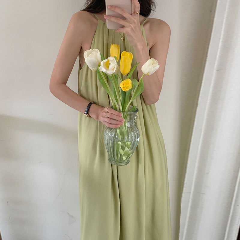 ロングワンピース キャミ ゆったりギャザーフレアキャミロングワンピース