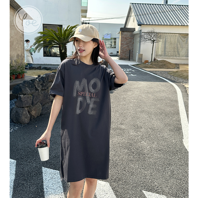 ワンピース スウェット くつろぎプリントワンピース