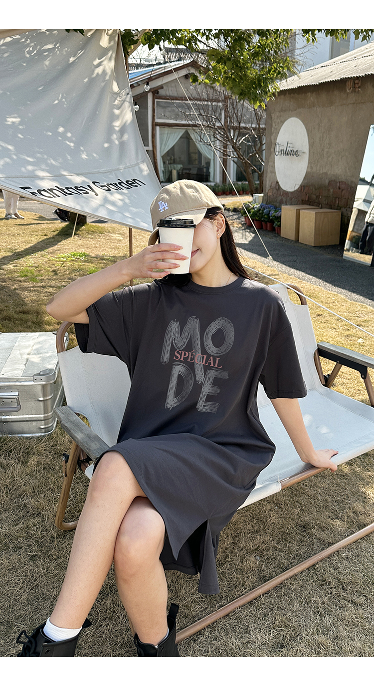 ワンピース スウェット くつろぎプリントワンピース
