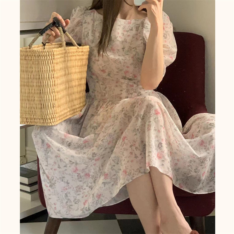 2025年春夏新作 花柄フレア ロングワンピース 上品