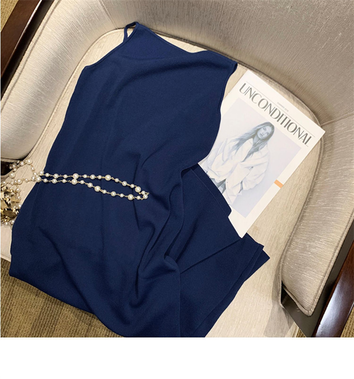 ロングワンピース 韓国風キャミワンピース 細見え上品サスペンダー型ロング丈