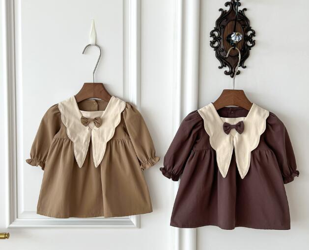 キッズ女の子襟付きロングワンピース73-110cm