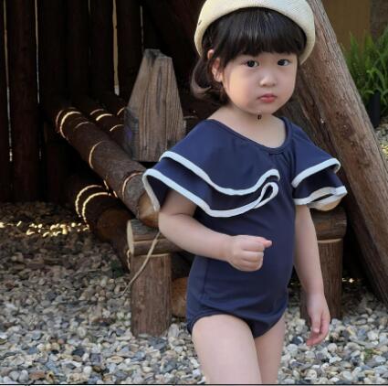 ロングワンピース キッズ女の子水着ワンピース風セーラー襟可愛い温泉プール用