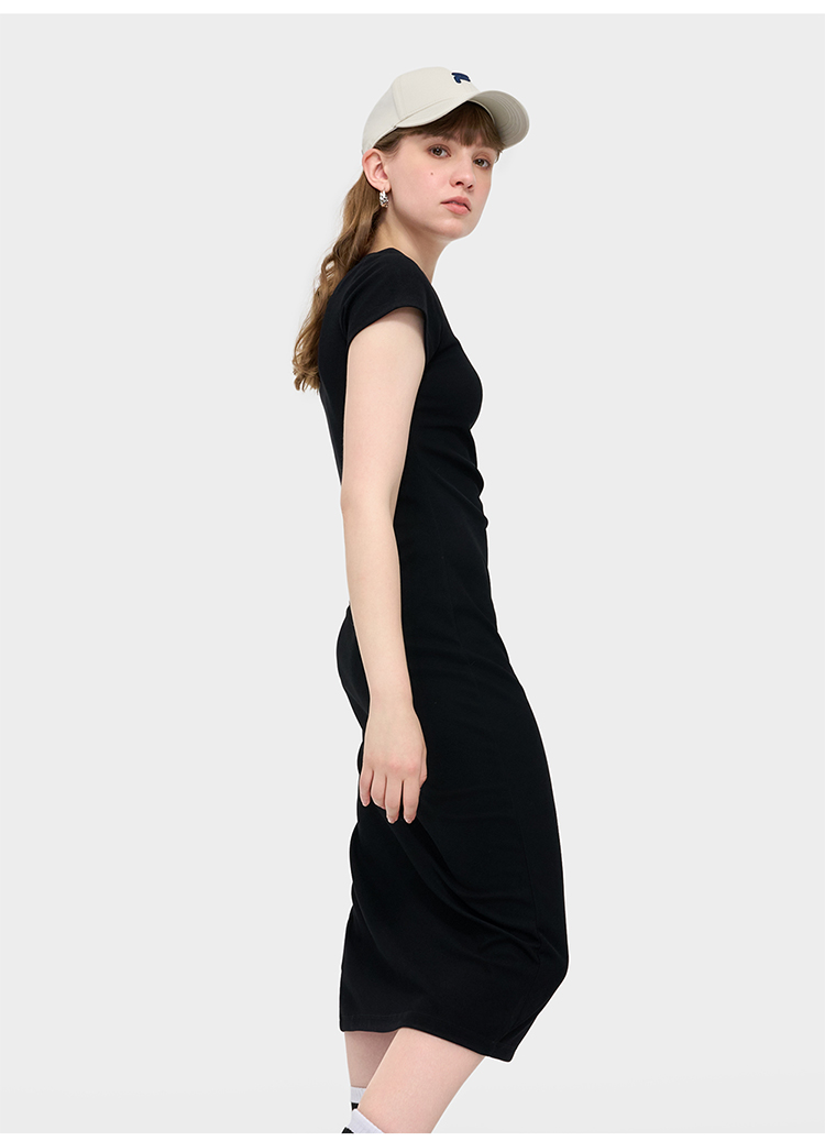 ロングワンピース スウェット シンプル美シルエットロングワンピース