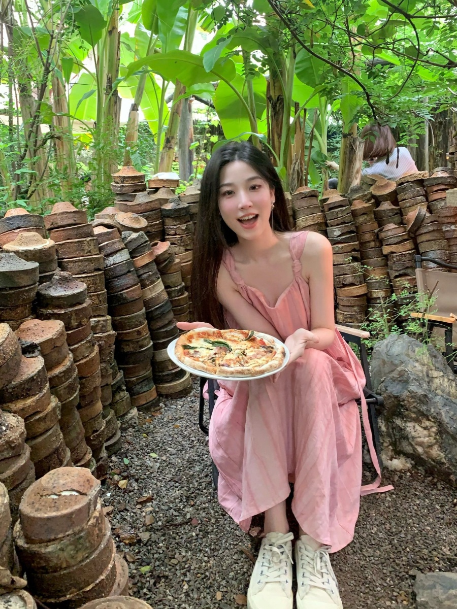 ロングワンピース キャミ 肩紐リボン付き綿麻風ロングキャミソールワンピース