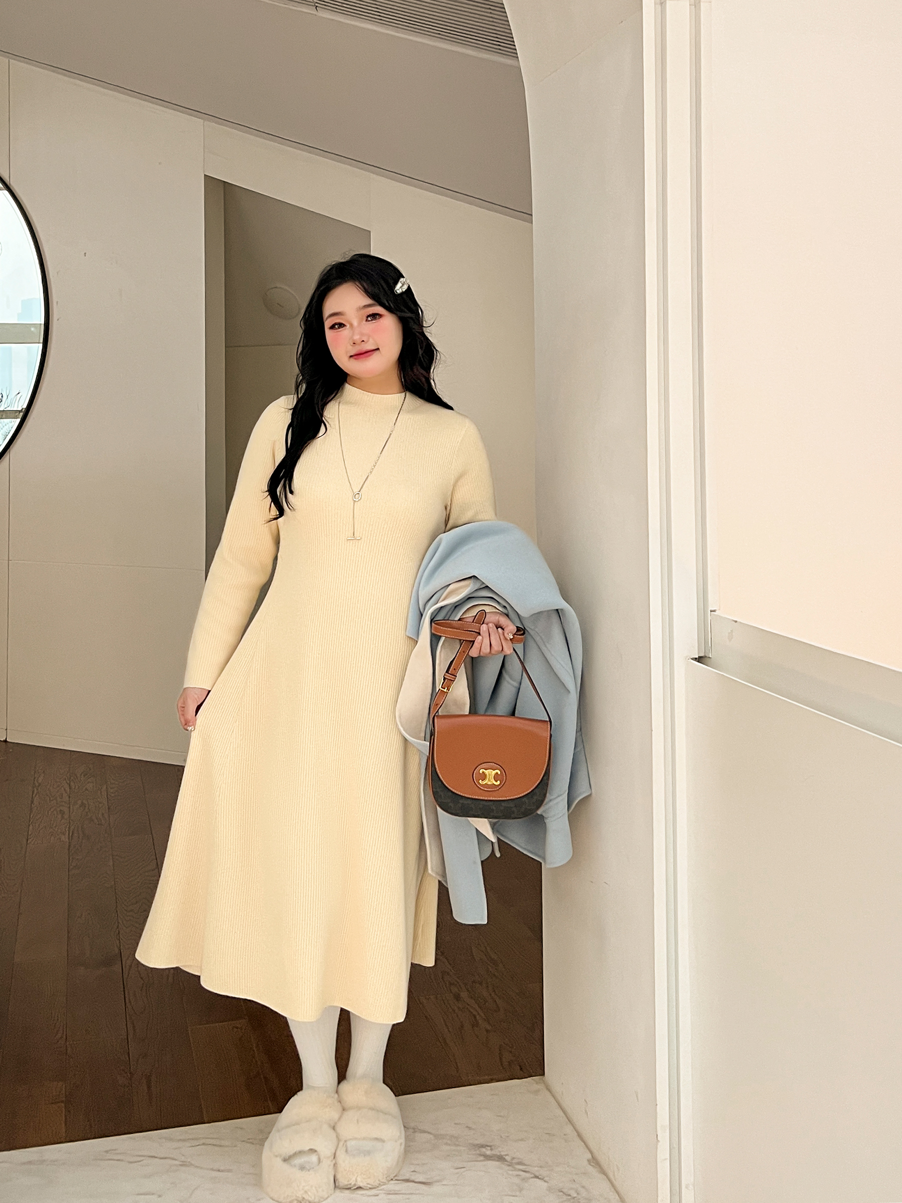 ロングワンピース ニット あったか上品ふんわりニットワンピース