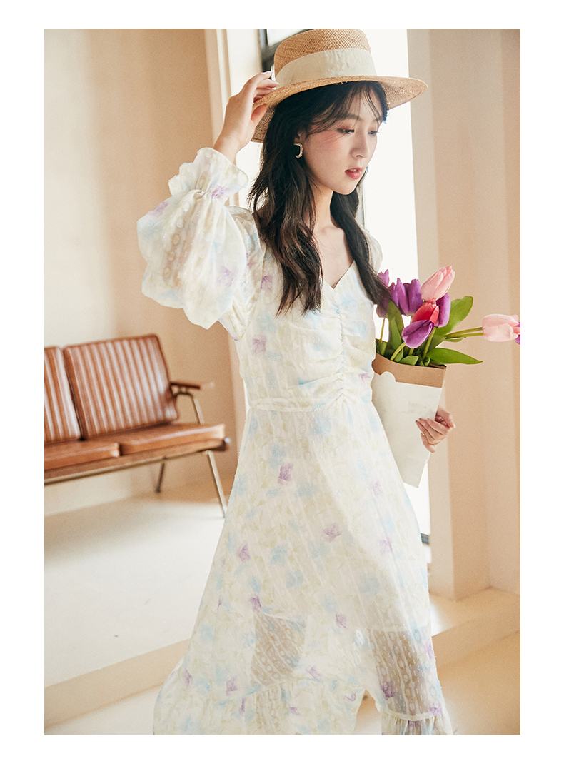 ロングワンピース レース 優美花柄シアーレースワンピース