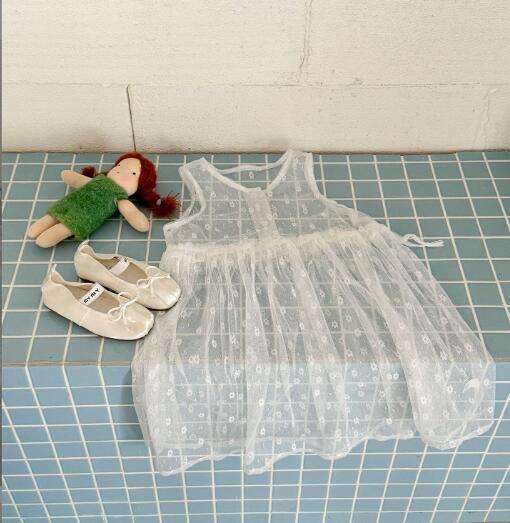 ２０２５春新作キッズ韓国風レース透け感ロングワンピース