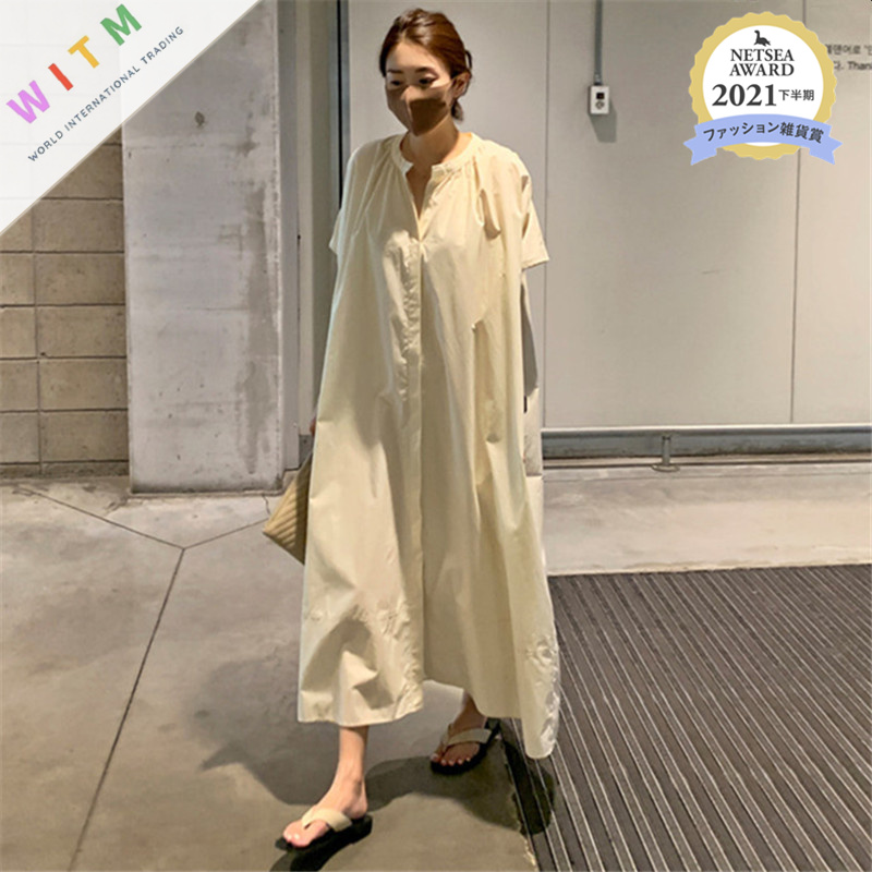 春夏新作キャミロングワンピース 体型カバー大人可愛いワンピース