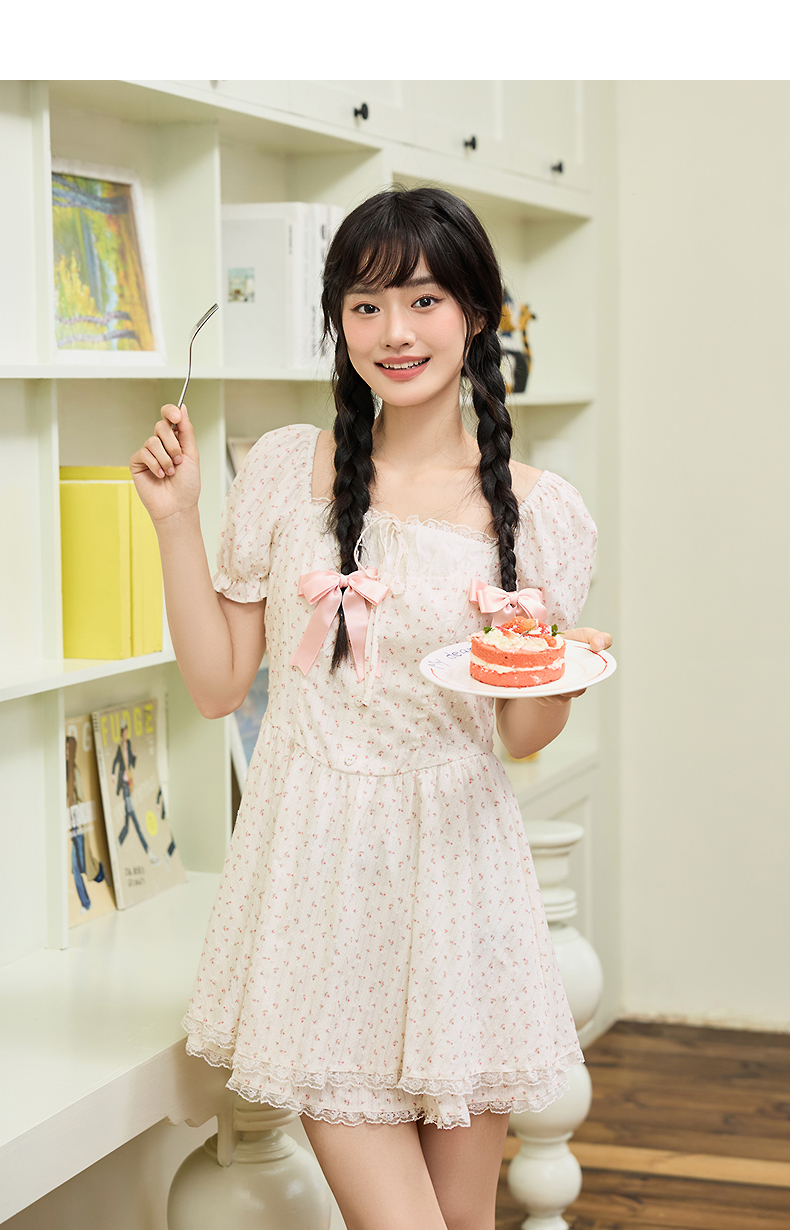 ワンピース レース 優美な花柄レース装飾ワンピース