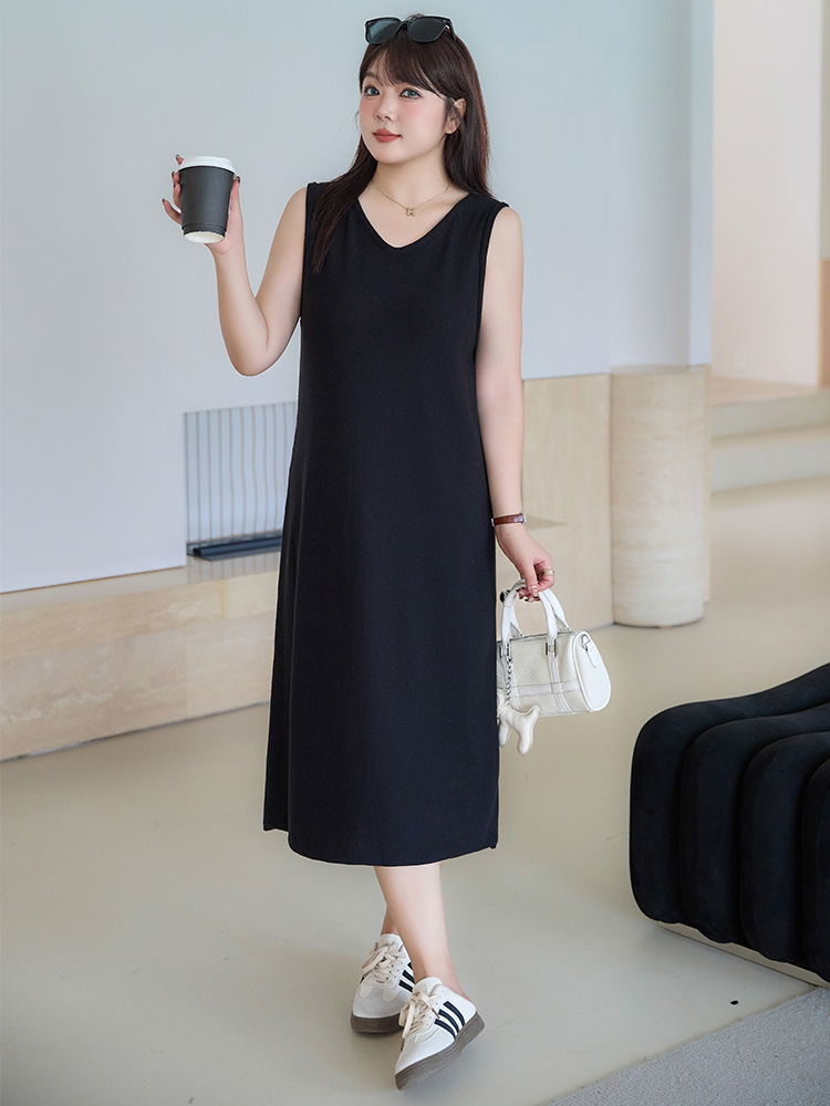 ロングワンピース ニット しなやかノースリーブロングワンピース