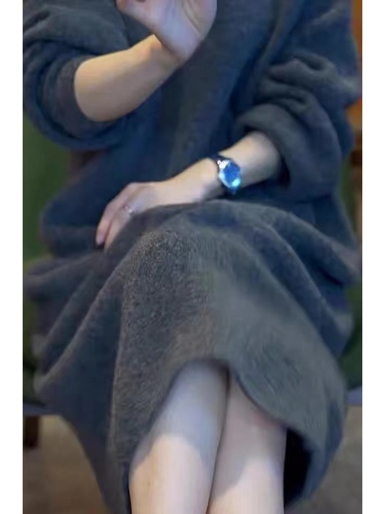 ロングワンピース ニット シンプルゆるふわニットワンピース