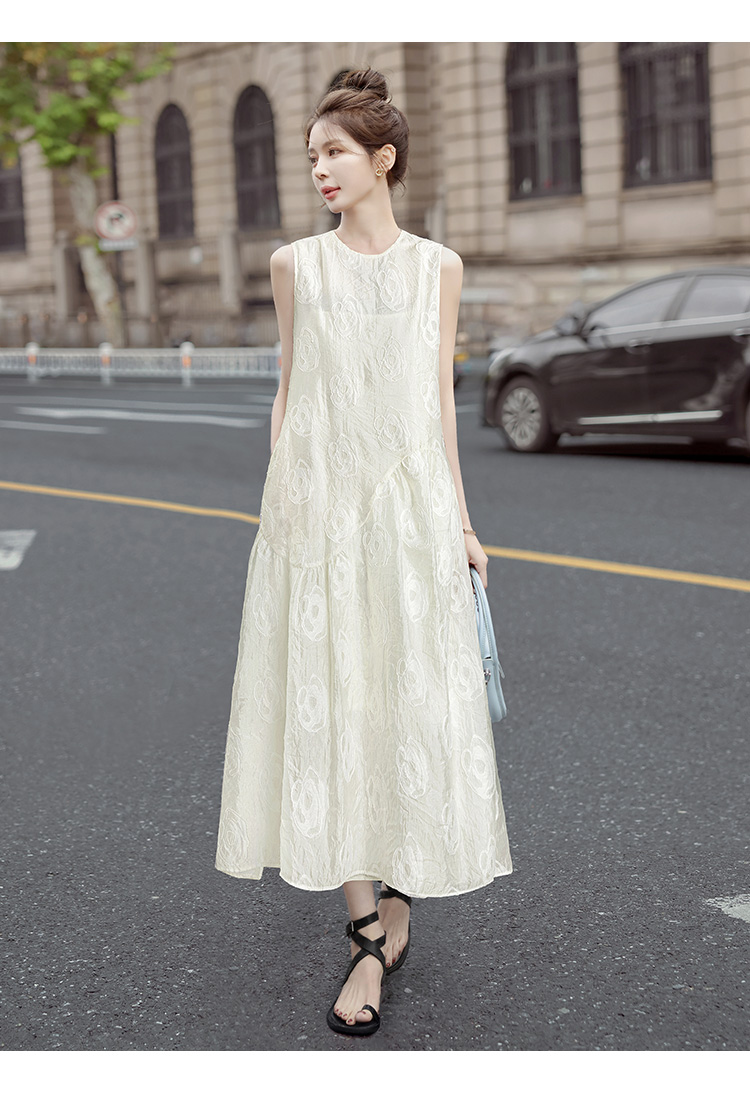 ロングワンピース レース 花柄レース ノースリーブマキシ丈ワンピース