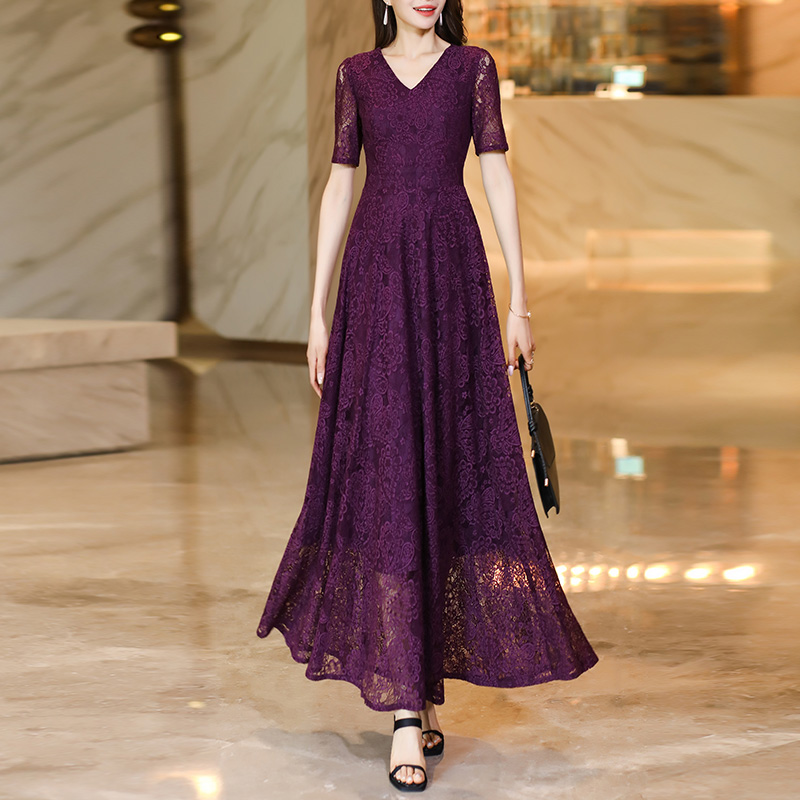 ロングワンピース レース 優美花織レース ロングワンピース