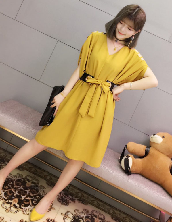 ロングワンピース 夏のフレアワンピース 肩見せきれいめドレス 大きいサイズ対応