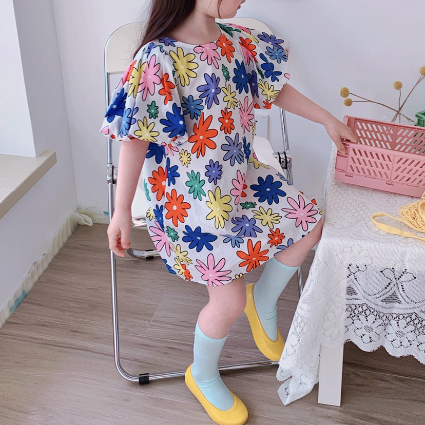 ロングワンピース 春夏新作 女の子 花柄 半袖 ロング ワンピース キッズ