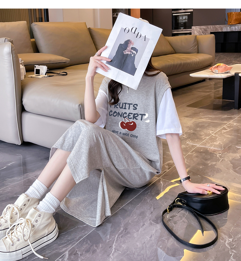 ロングワンピース ニット ロマンティックメッセージ ゆったりワンピース