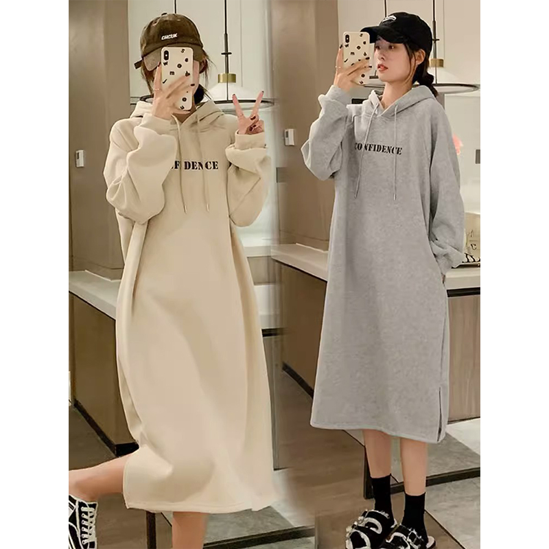 ロングワンピース スウェット ゆったりロングパーカーワンピース