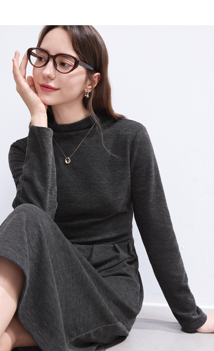 ワンピース タートルネック すっきり美シルエット タートルワンピース