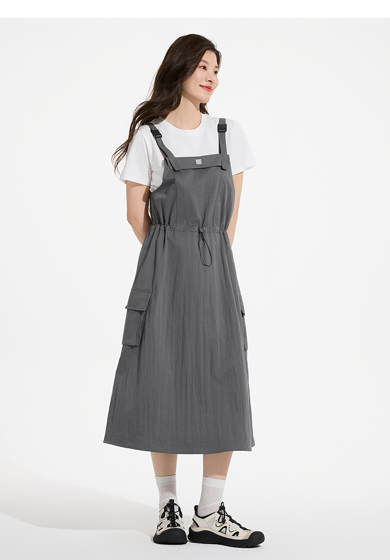 ロングワンピース スウェット ゆったりサロペットロングワンピース