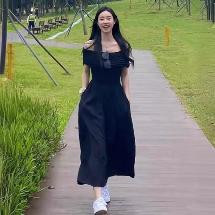 無地ノースリーブロングワンピース レディース