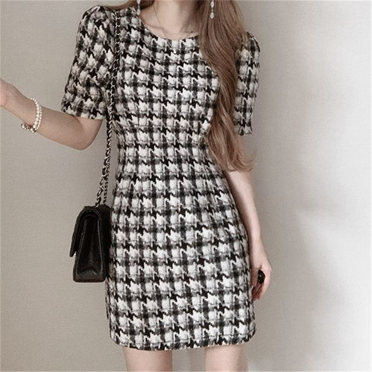 ロングワンピース 軽やか上品ツイード エー型ワンピース 春コーデ