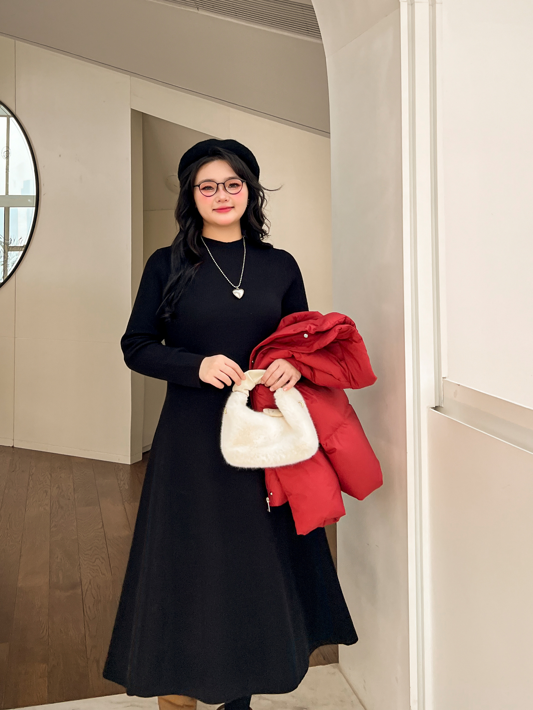 ロングワンピース ニット あったか上品ふんわりニットワンピース