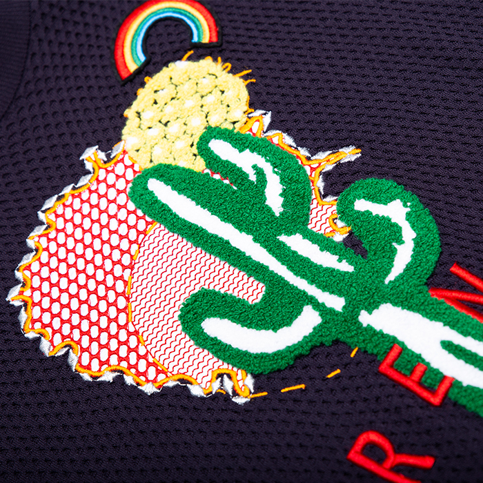 ワンピース ニット サボテン刺繍ゆったりニットワンピース