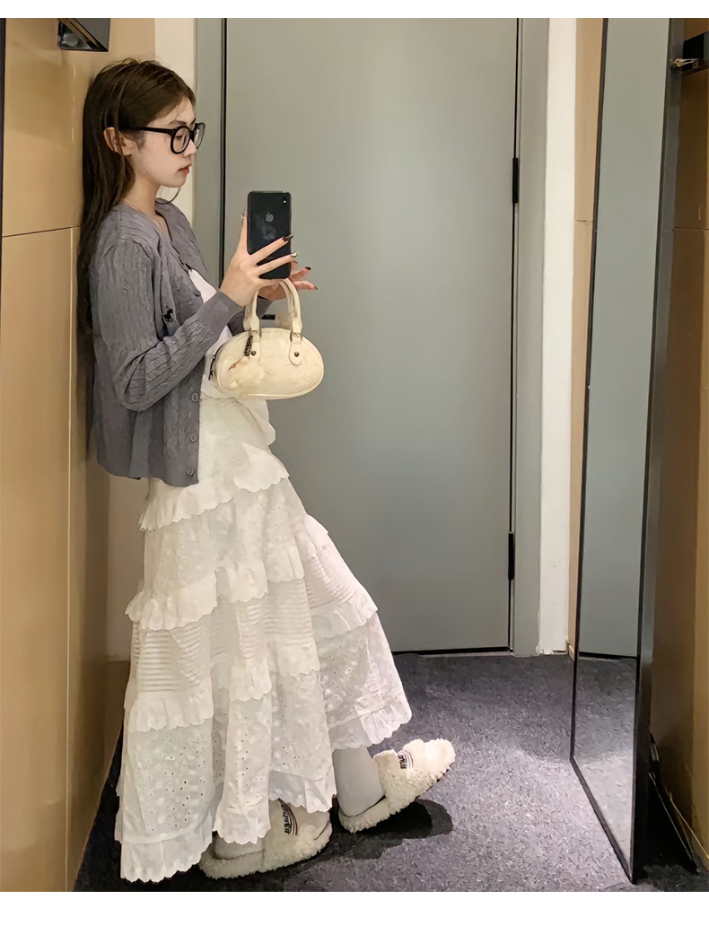 ロングワンピース レース 優美刺繍レイヤードロングワンピース