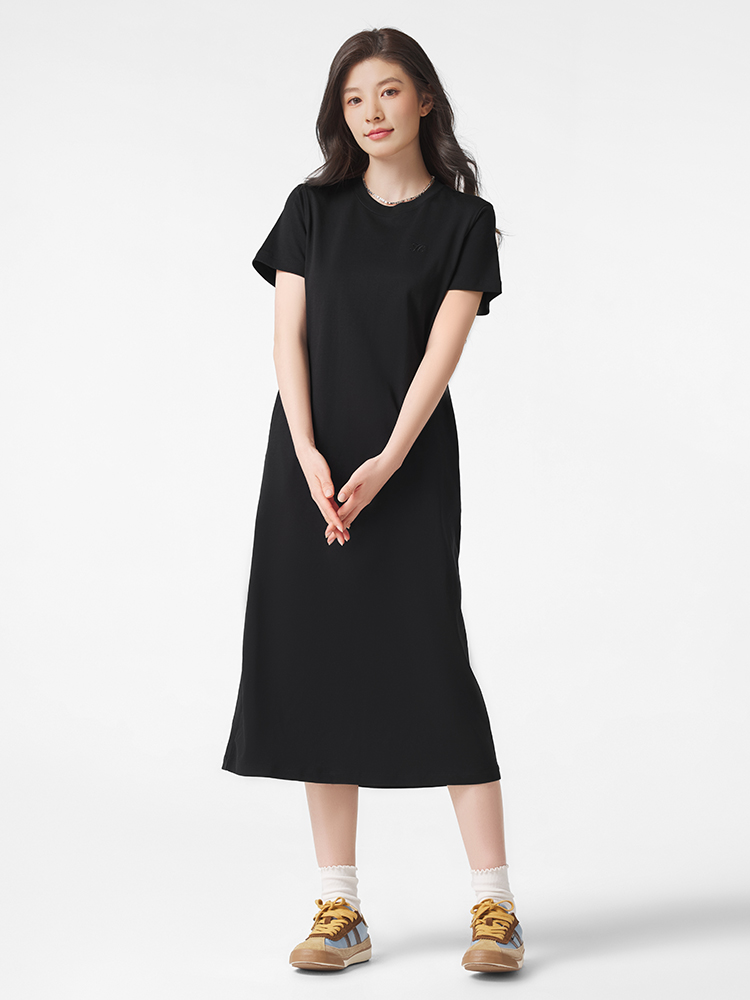ロングワンピース スウェット シンプル美シルエットロングワンピース