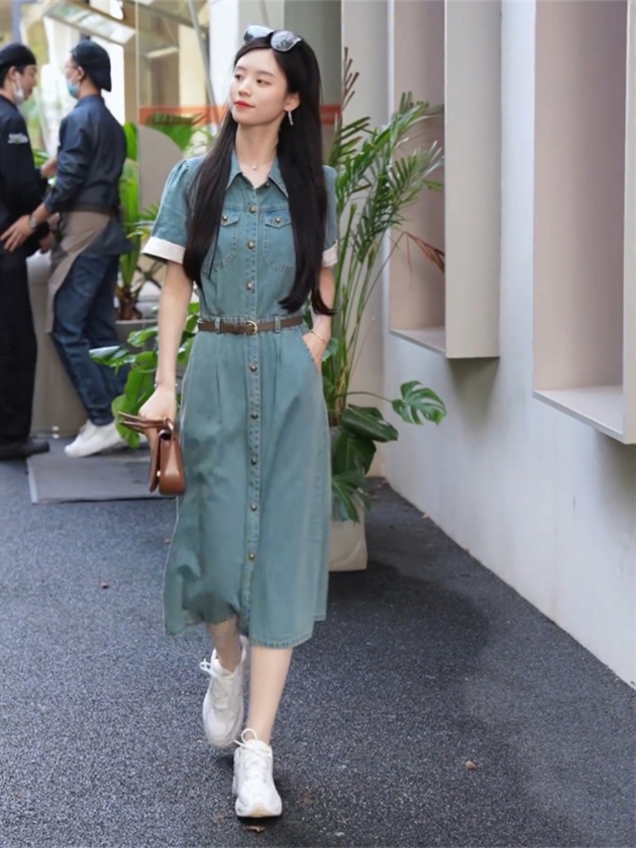 ワンピース デニム 前開きデニムワンピース