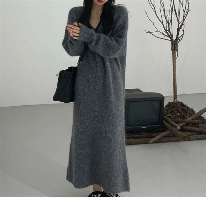 ロングワンピース ふんわり癒しの贅沢ニットワンピース