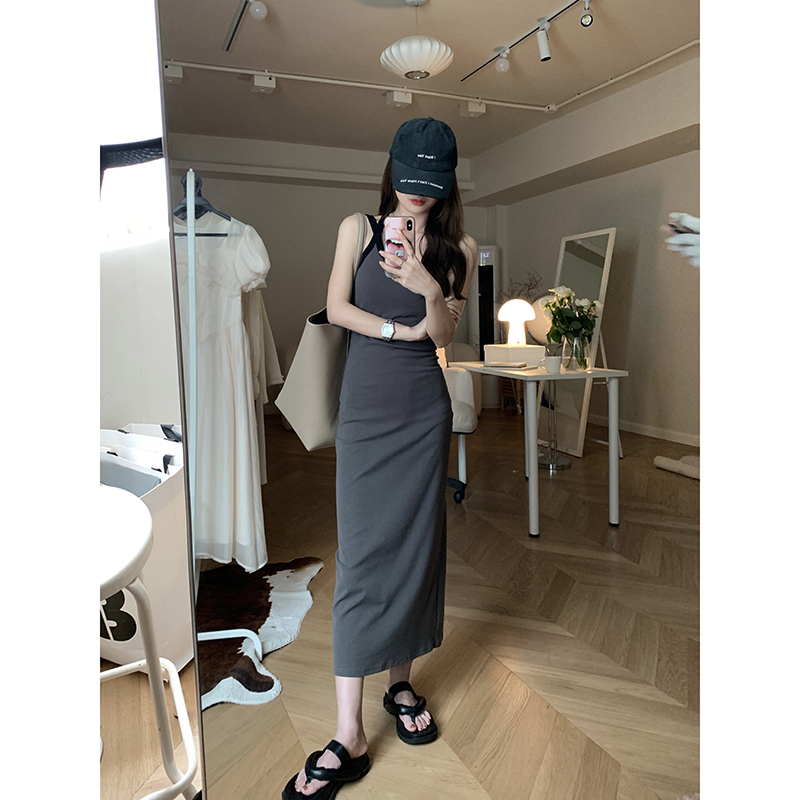 ロングワンピース キャミ 体型すっきり見せタイトフィットロングキャミワンピース