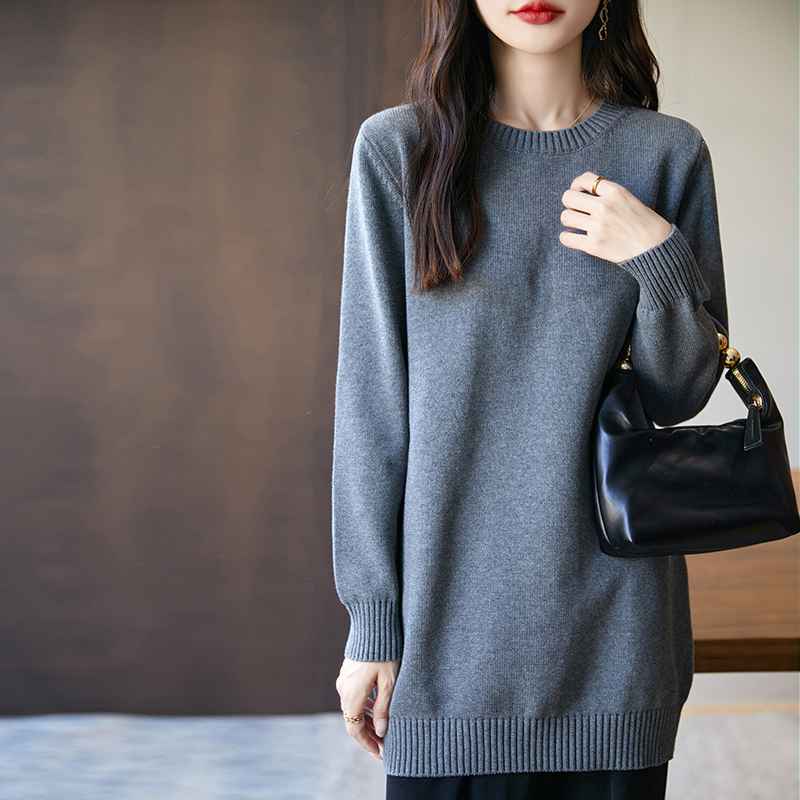 ロングワンピース ニット シンプルロング丈ゆったりニットチュニック