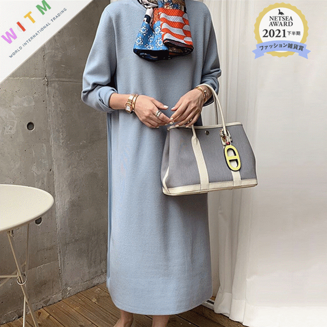 ロングワンピース 春新作 プリーツロング丈ワンピース 韓国風体型カバー レディース