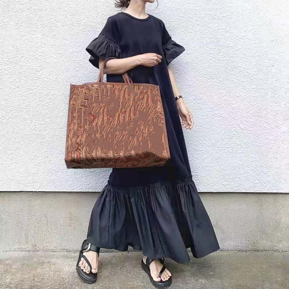 ロングワンピース フリル袖ワンピース 夏新作 韓国風ロング丈 着回し抜群