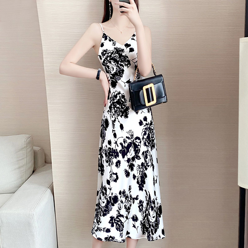 ロングワンピース キャミ 花柄薔薇模様キャミソールワンピース