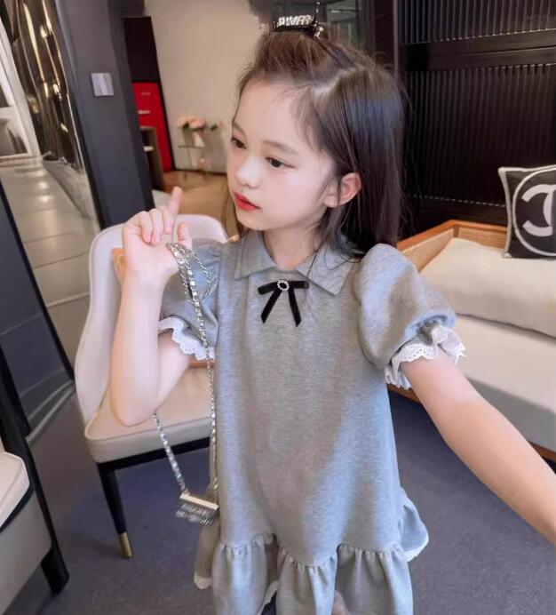 2024新作 キッズ用襟付きロングワンピース 90-140