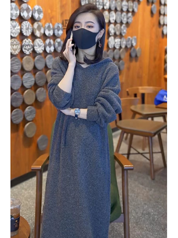 ロングワンピース ニット シンプルゆるふわニットワンピース