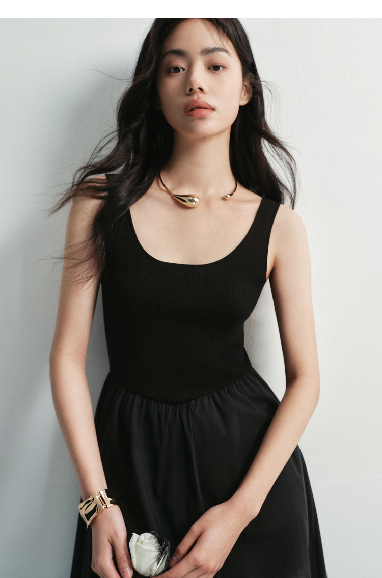 ロングワンピース ニット 優美なシルエット ニットタンクロングワンピース