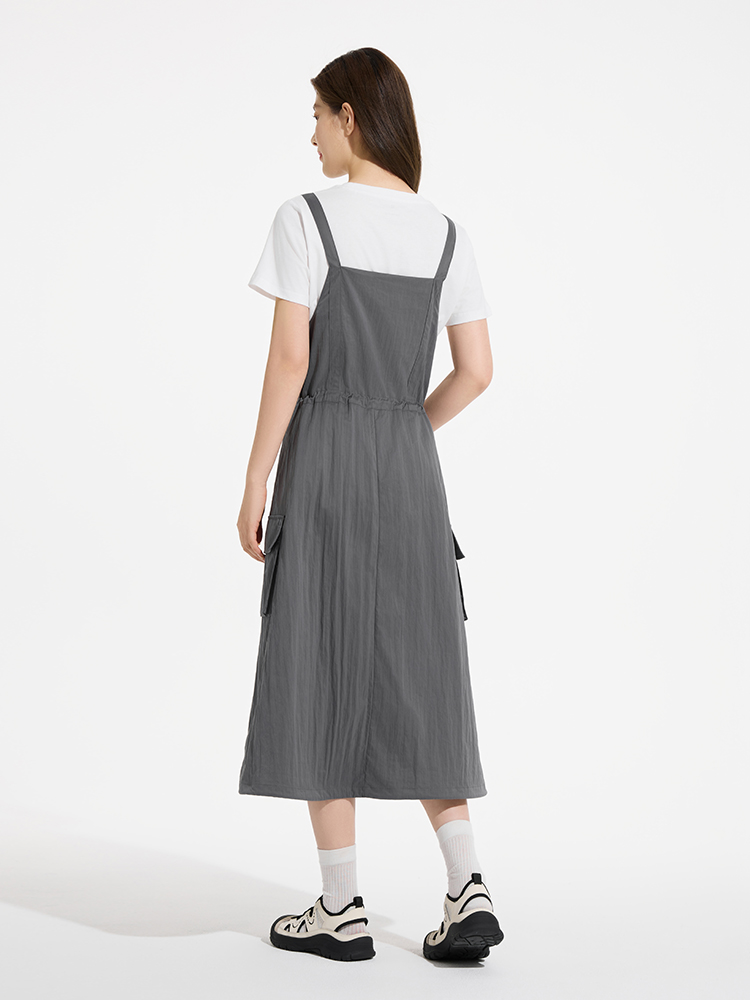ロングワンピース スウェット ゆったりサロペットロングワンピース