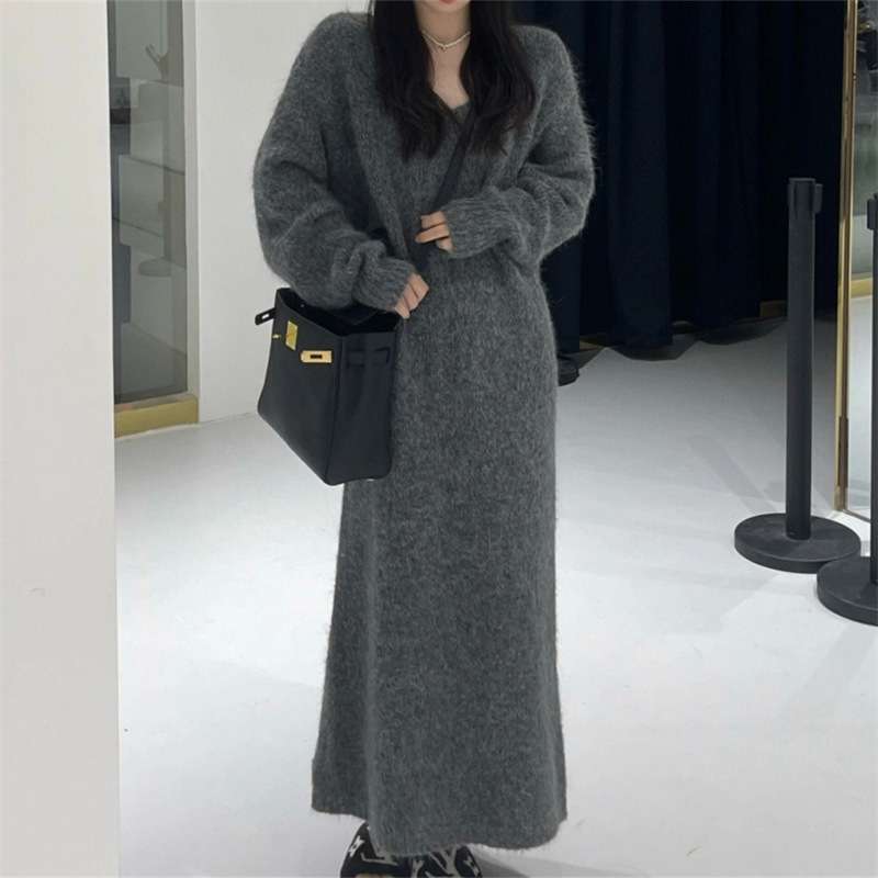 ロングワンピース ふんわり癒しの贅沢ニットワンピース